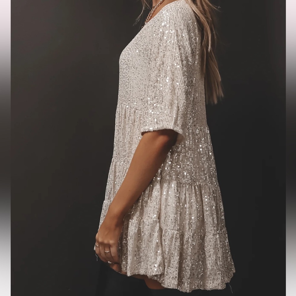 MY QUEEN SEQUIN BABY DOLL DRESS Amazing Lace - Picture 5 of 8